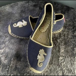 Lilly Pulitzer Navy Seahorse Espadrille Flats
